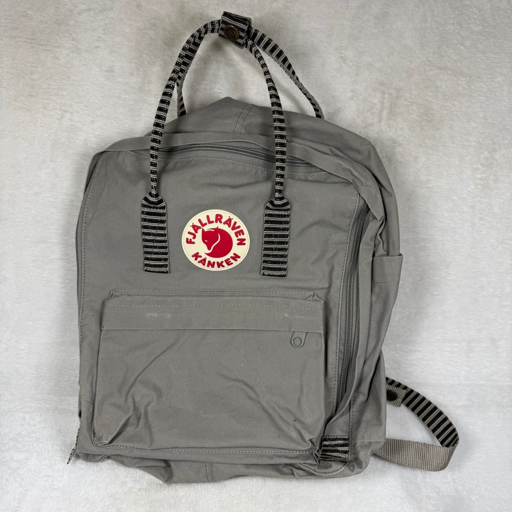 Fjallraven Kanken Classic Gray Backpack‎ Striped Webbing Straps Unisex Bag 9110